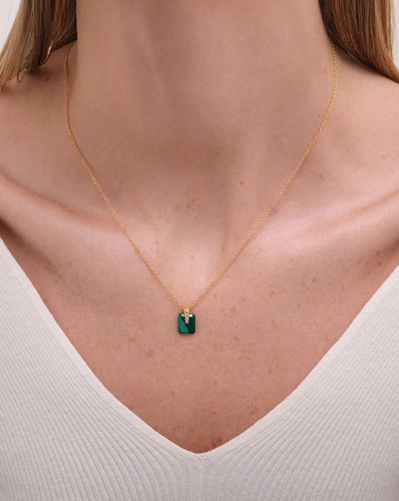 Astley Clarke Gold Deco Malachite Pendant