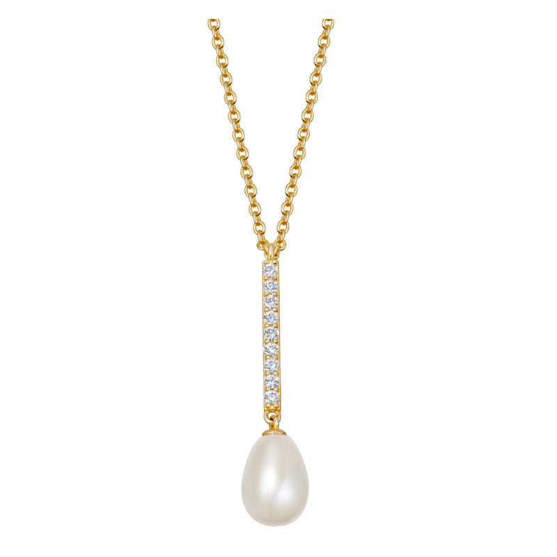 Astley Clarke Gold Celestial Pearl And Sapphire Drop Pendant Necklace