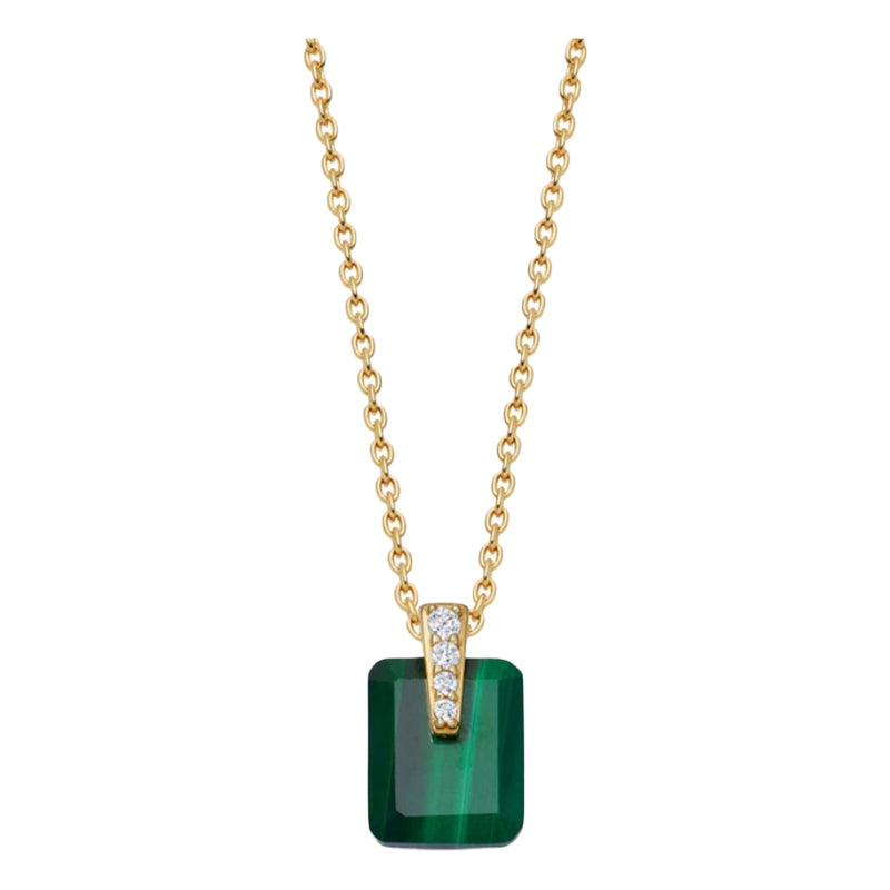 Astley Clarke Gold Deco Malachite Pendant