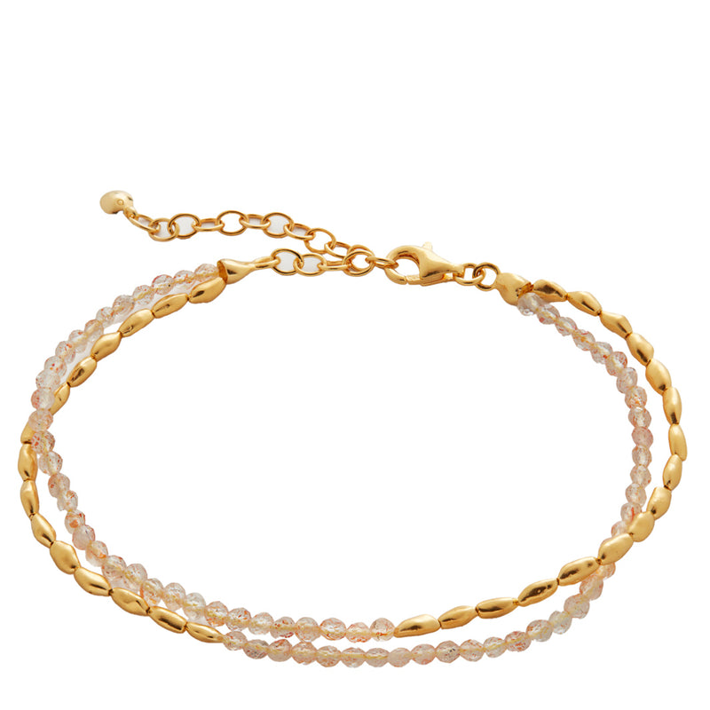 Monica Vinader Mini Nugget Gemstone Beaded Bracelet (Golden Sandstone)