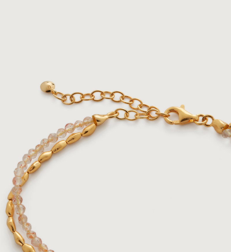 Monica Vinader Mini Nugget Gemstone Beaded Bracelet (Golden Sandstone)