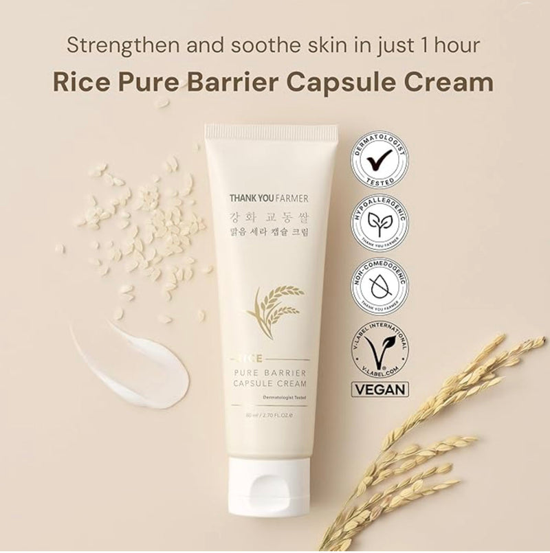 Korean face cream - Thank You Farmer Rice Pure Barrier Capsule Cream 2